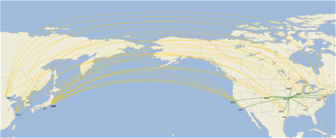 International Flight Map to Asia International Flight Map to Asia