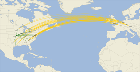 International Flight Map to Europe International Flight Map to Europe
